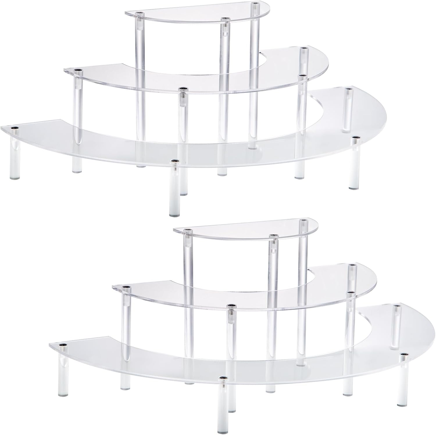 2PACKS Acrylic Display Risers, 3 Tier Clear Cupcake Stand Risers, Perfume Stand...
