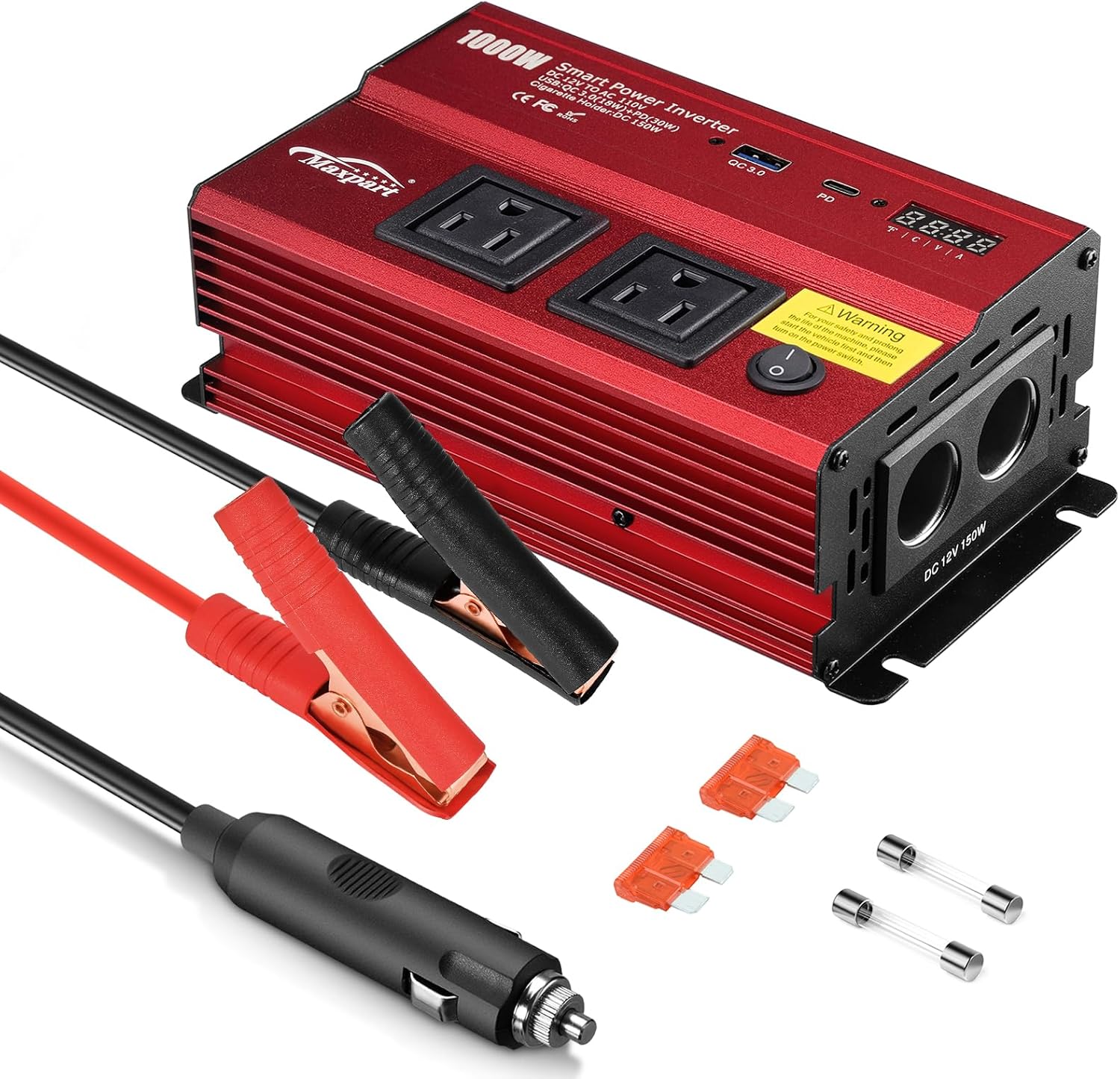 TWING Car Inverter 1000w,12v DC to 110v Power Inve...