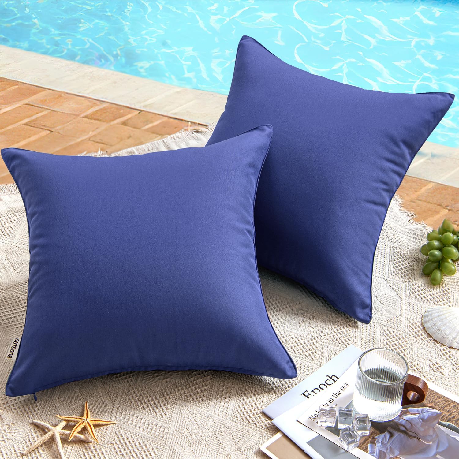 MIULEE Pack of 2 Decorative Outdoor Waterproof Pillow Covers Square Garden Cushi...