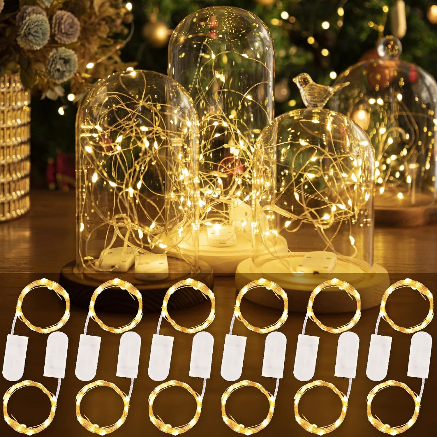 HXWEIYE 12 Pack LED Fairy Lights Battery Operated, 7ft 20LED Warm White Mini Fai...