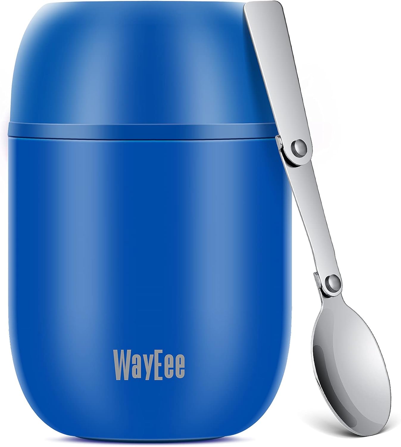 WayEee Food Flask, Stainless Steel King Food Jar with Folding Spoon-450ml (Dark...
