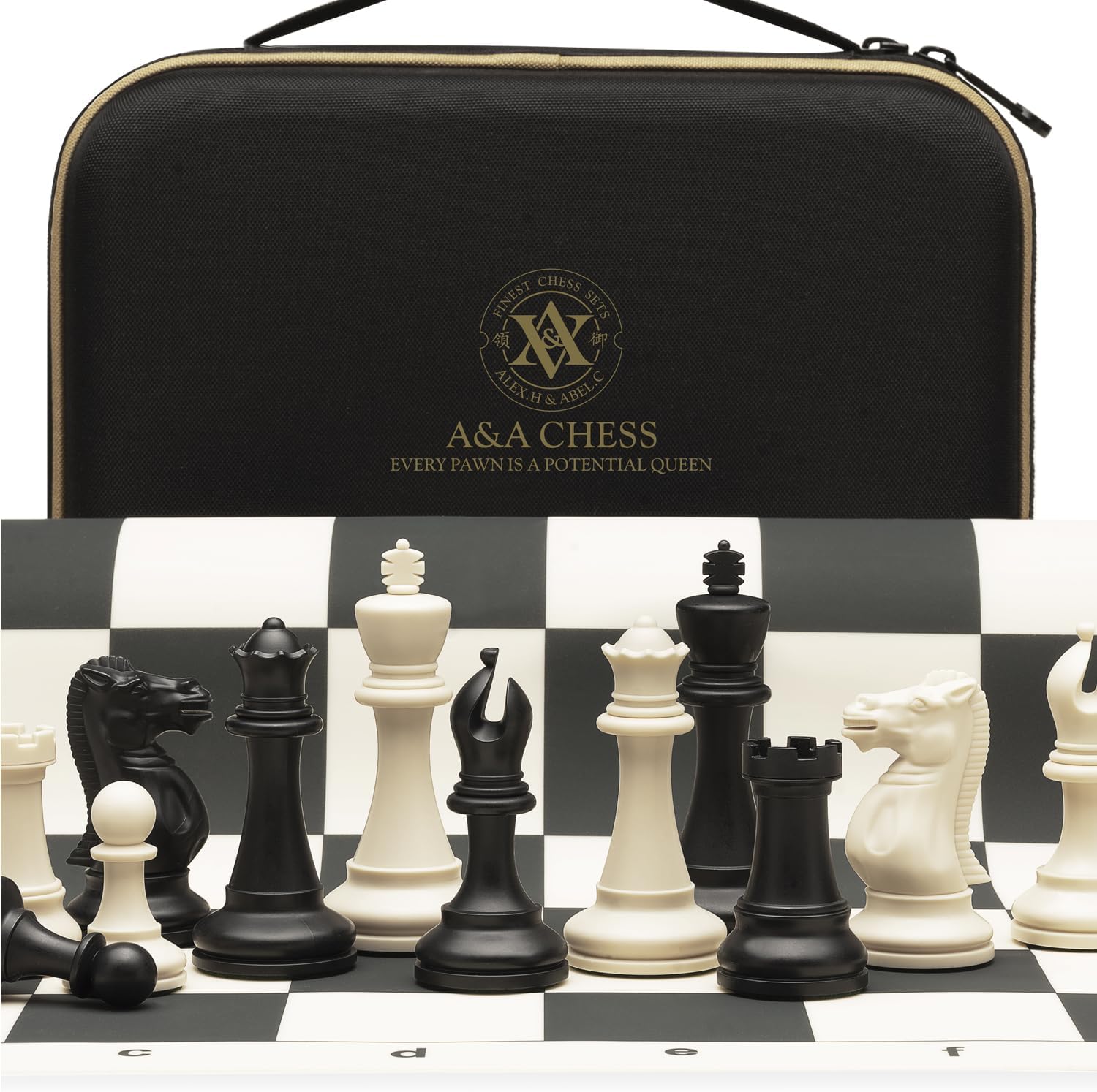 A&A Tournament Chess Set / 20''x20'' Foldable Silicone Chess Board / 3.75'' King...