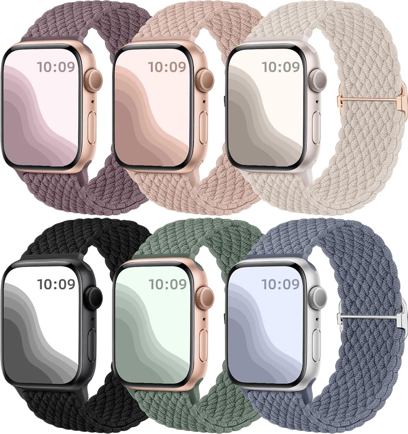 Maledan 6 Pack Braided Solo Loop Compatible with Apple Watch Straps 40mm 38mm 41...
