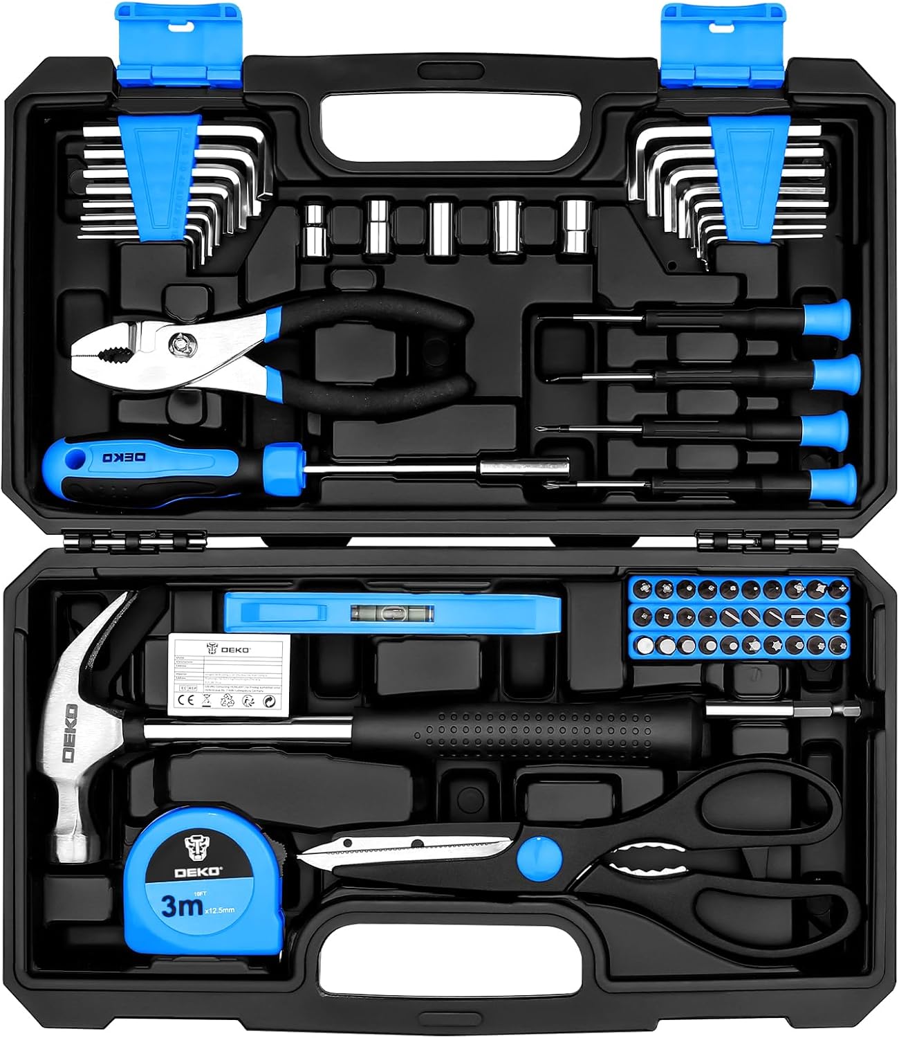 DEKO Tool Kit：Tool Set, Hand Tool Kit Box DIY for Men 62 Pieces, Home Repair DI...