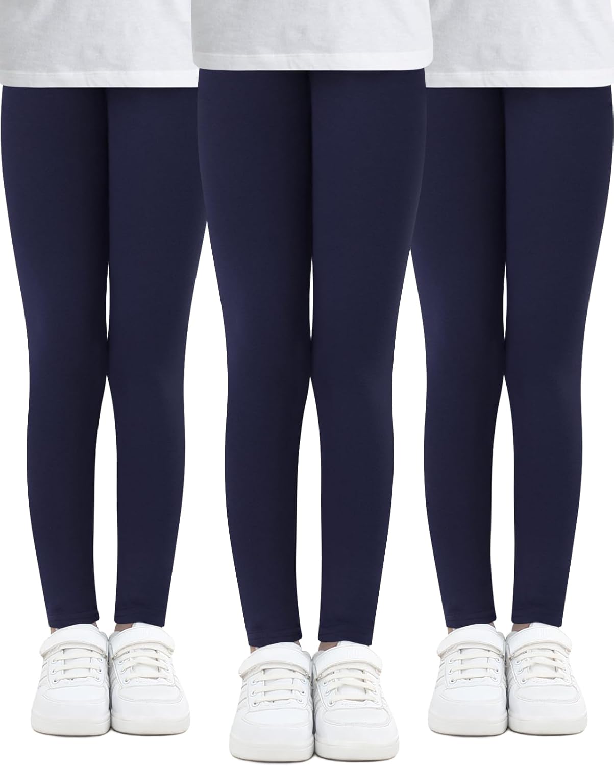 Adorel Girls Leggings Kids Cotton Trousers Full Length Plain Pack of 3