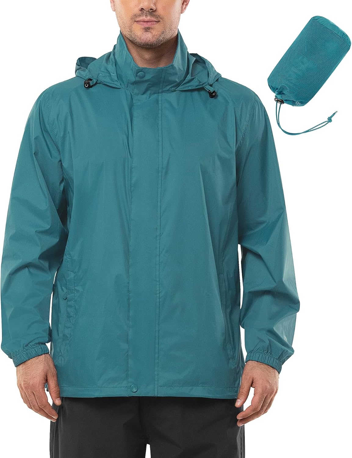 Outdoor Ventures Men's Rain Jacket Waterproof Lightweight Packable Rain Shell Ra...