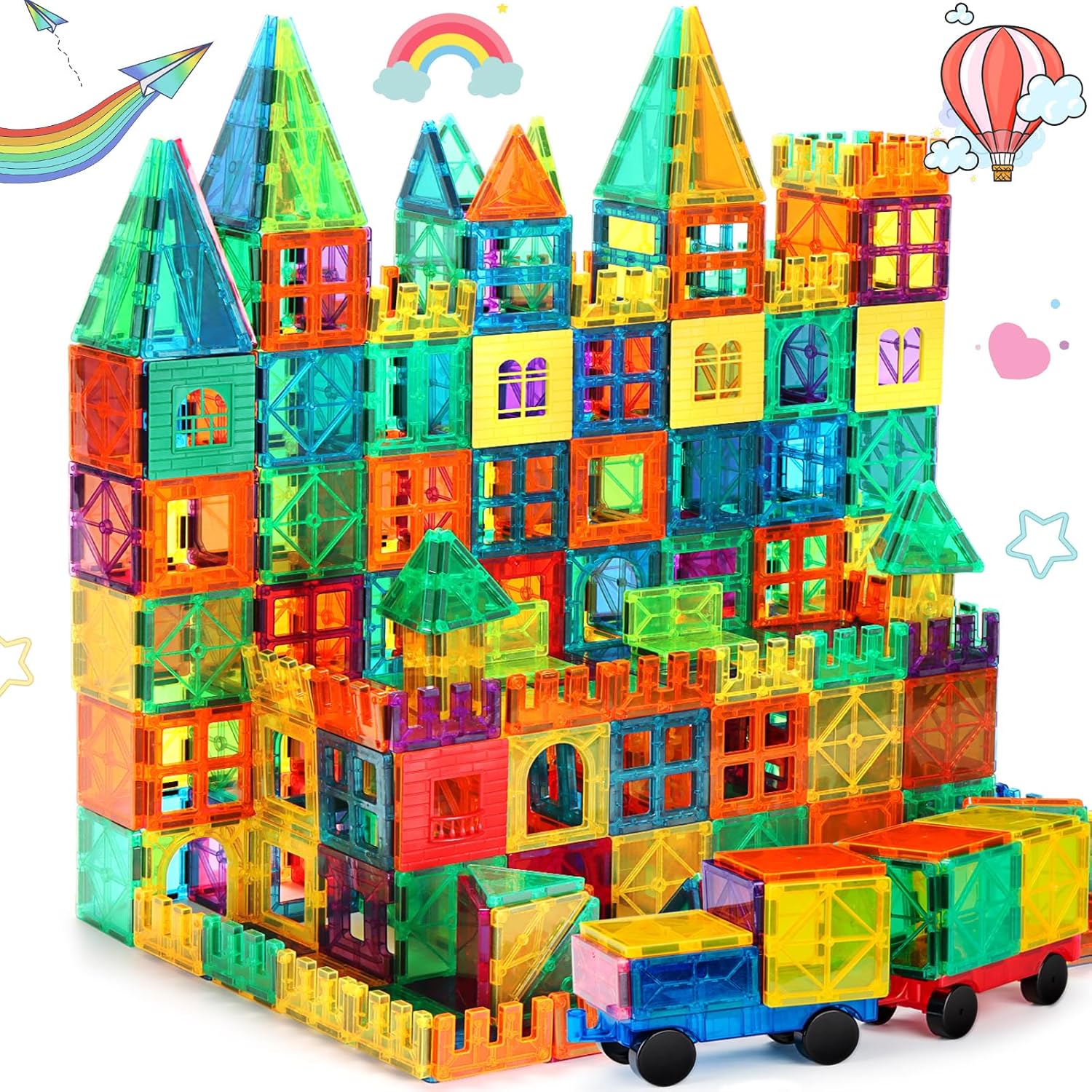 FNJO Magnetic Tiles, 100PCS Building Blocks, Magne...