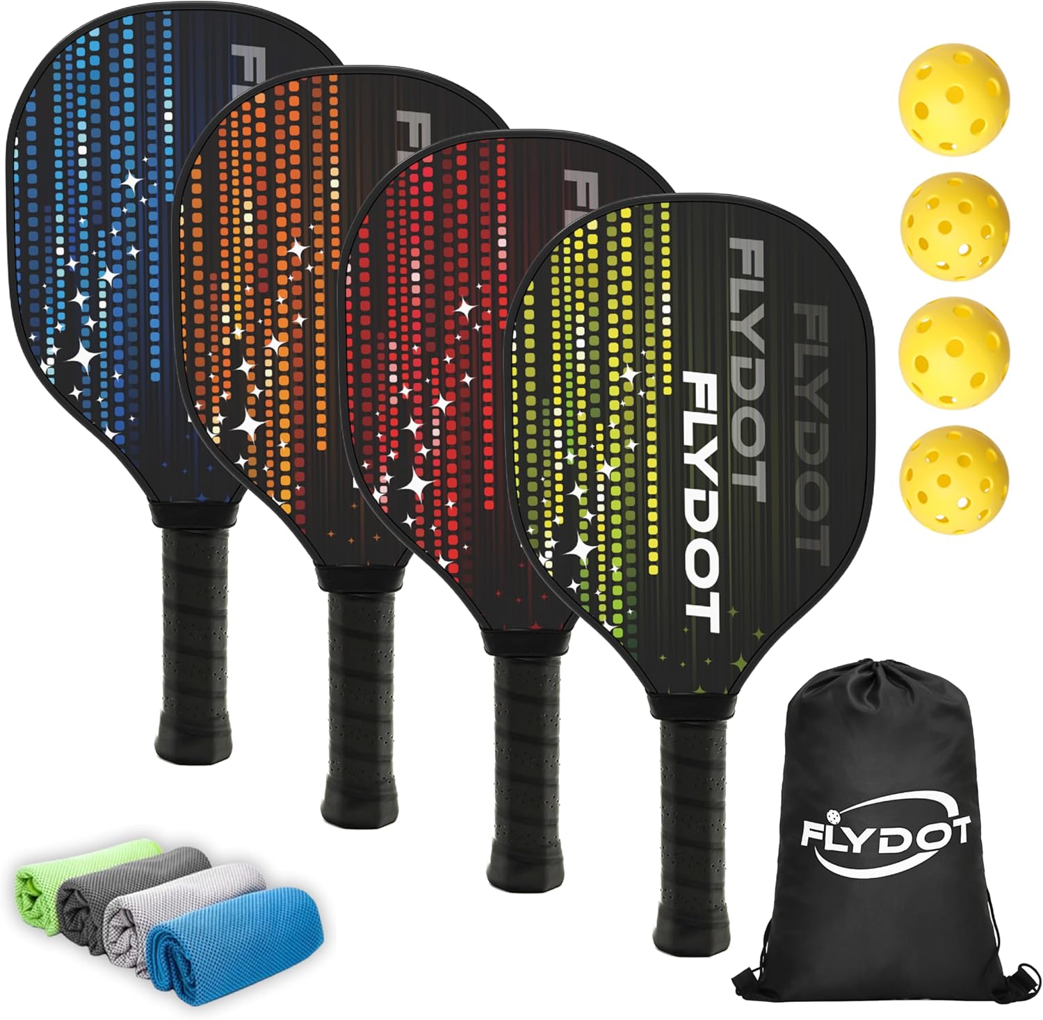 Pickleball Paddles Set of 4,USAPA Approved,4 Indoor&Outdoor Pickleball Balls, Ca...