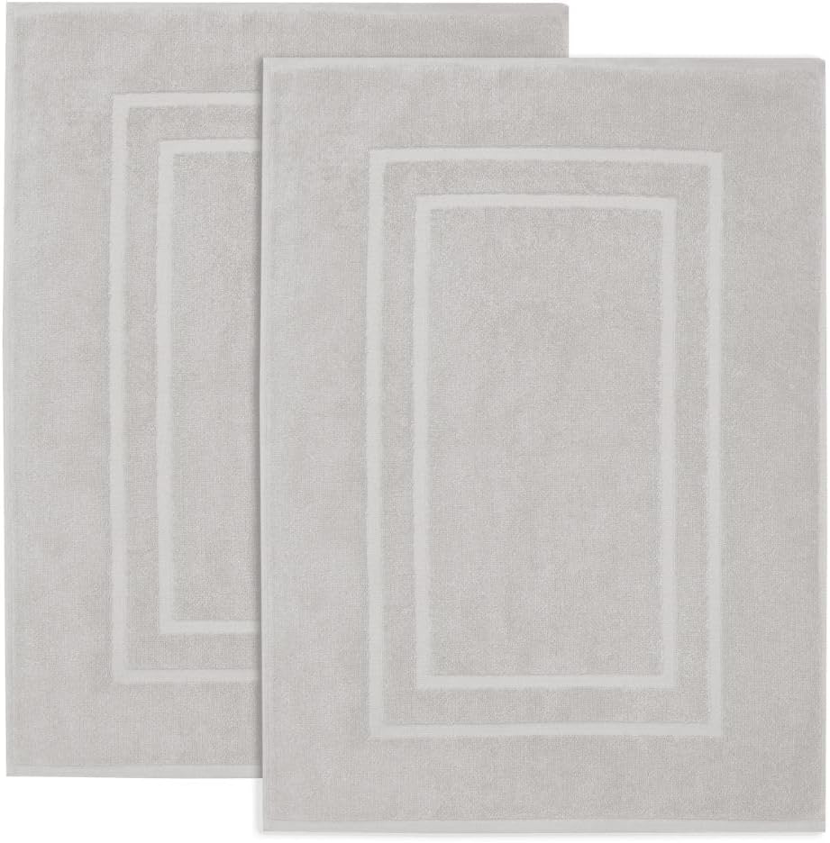 Feather & Stitch 100% Cotton Terry Bath Mats, 2 Piece Towel Like Bath Mats (30x2...