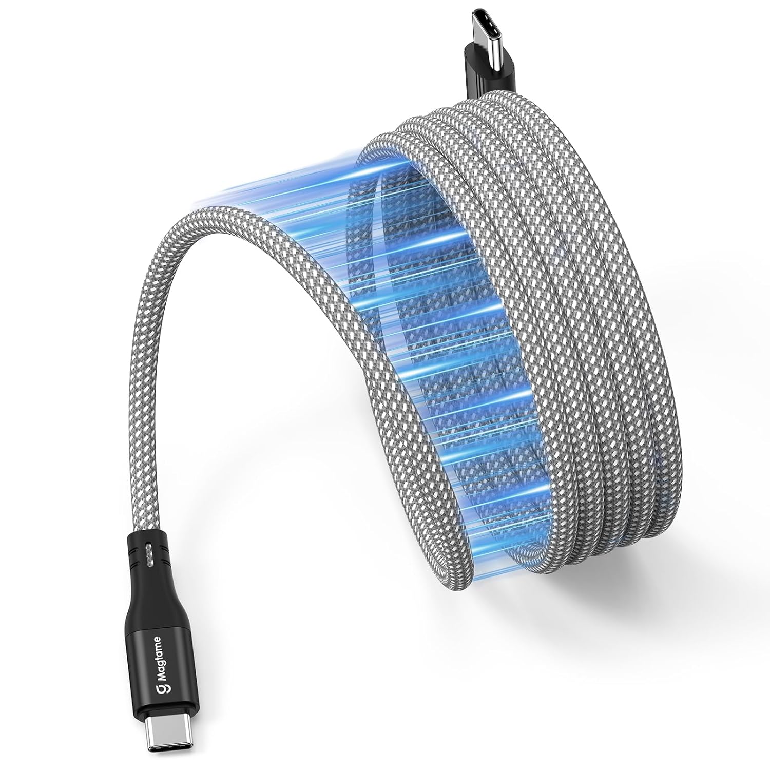 Magtame Magnetic USB C Cable, Coiled USB C to USB C Cable 60W(3A), 1.5M Flexible...