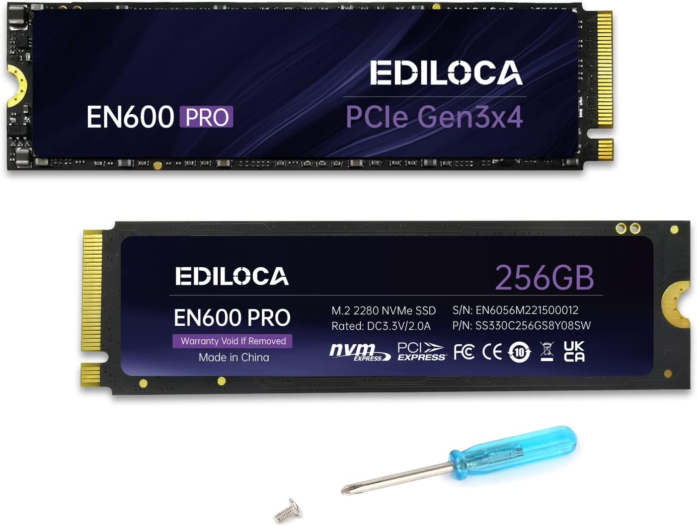 Ediloca EN600 PRO SSD PCle 3.0x4, NVMe M.2 2280, SLC Cache, 2800 MB/s Read, 2000...