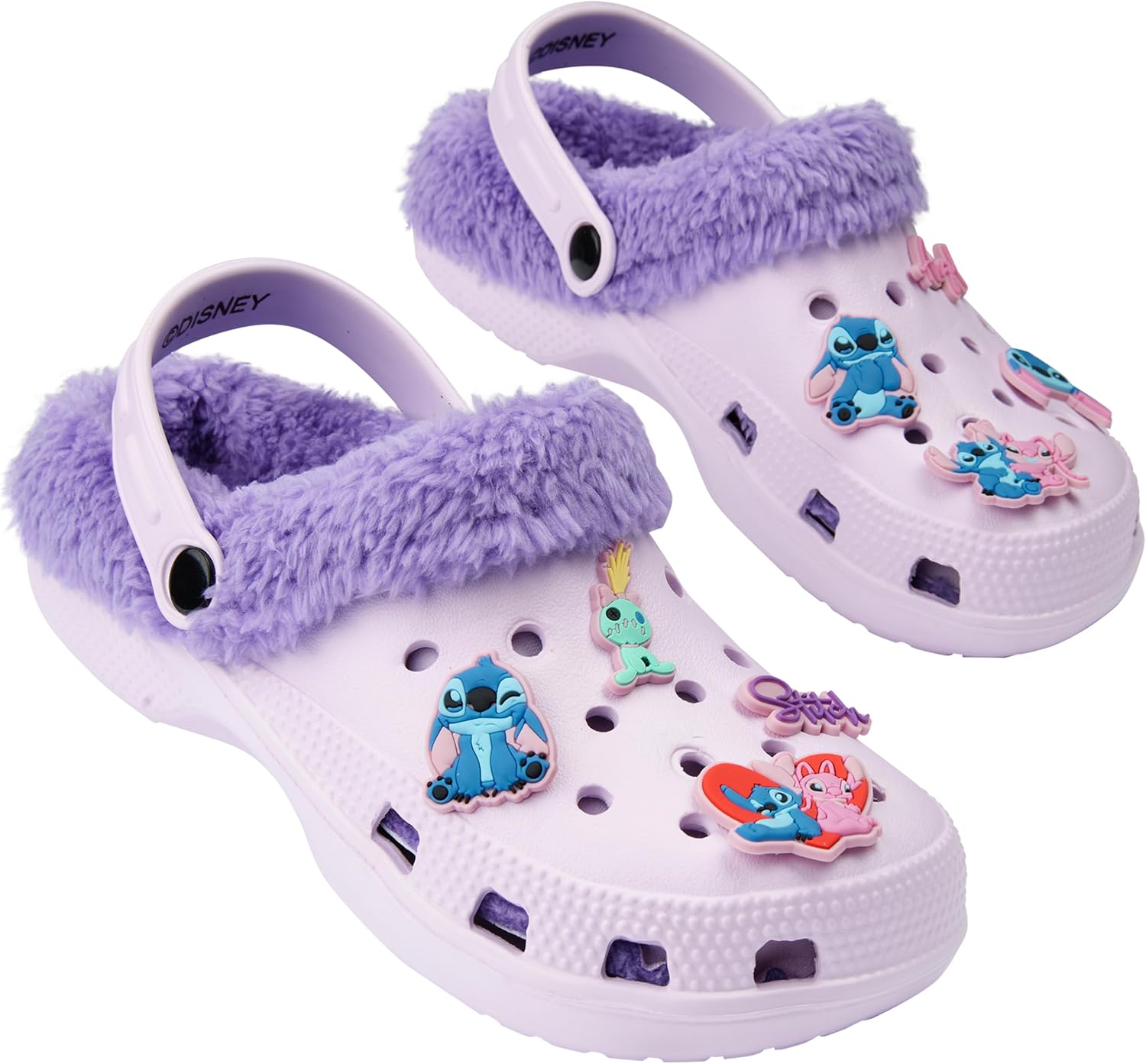 Disney Stitch Winter Clogs Fleece Lining & Removable Charms, Kids Garden Shoes S...