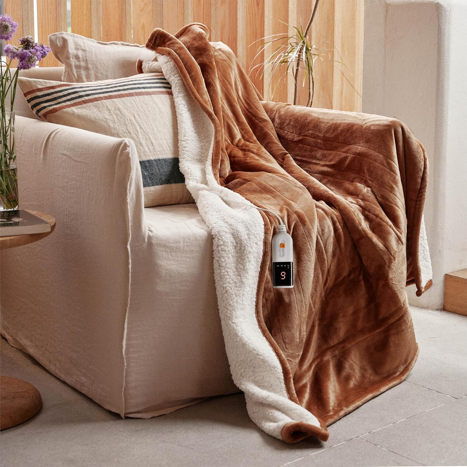 GOTCOZY Electric Heated Blanket Throw 130x160cm -Soft Silky Plush Heated Blanket...