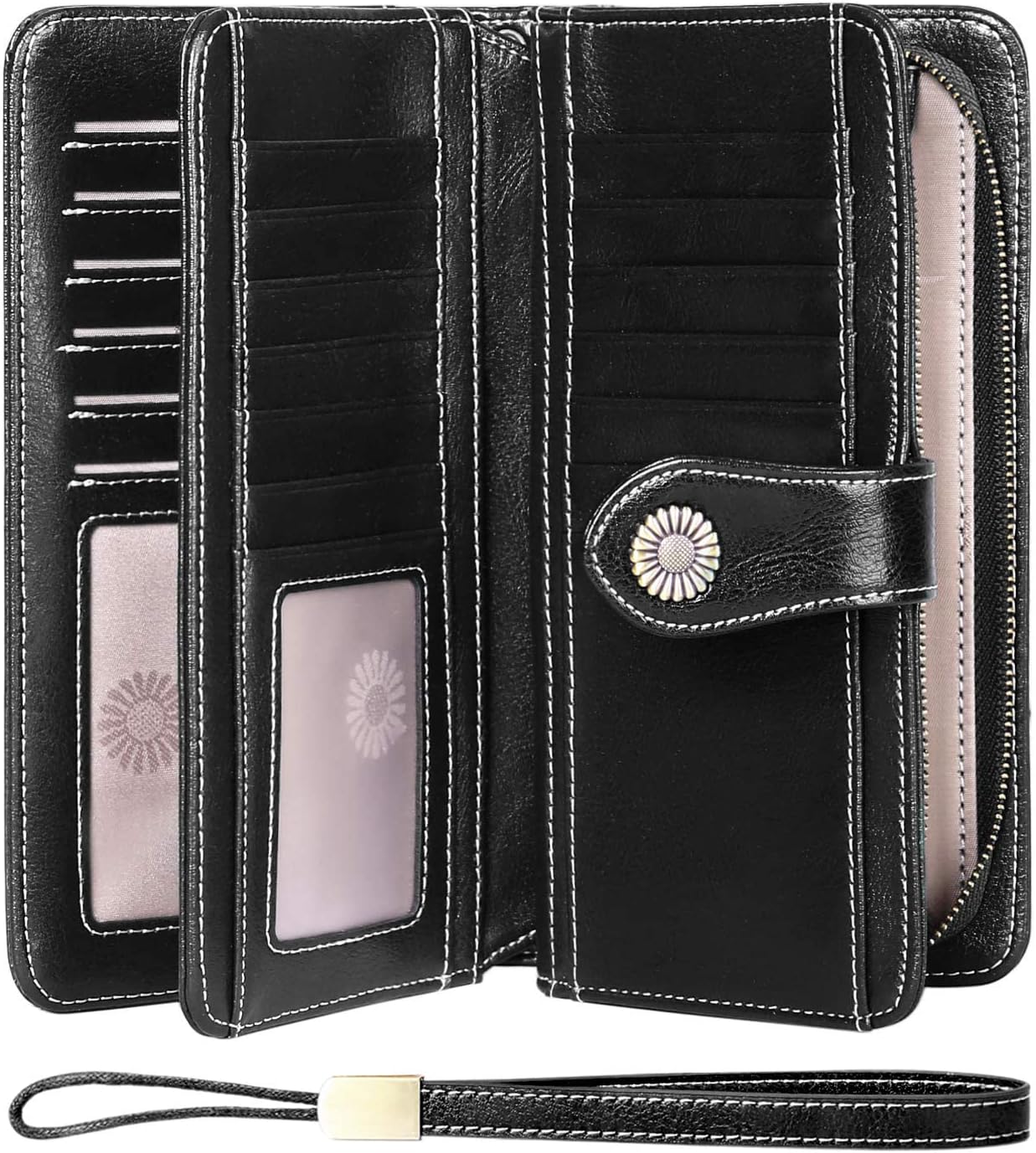 SENDEFN Genuine Leather Purses for Women, RFID Large Ladies Purse, Wallet for Wo...