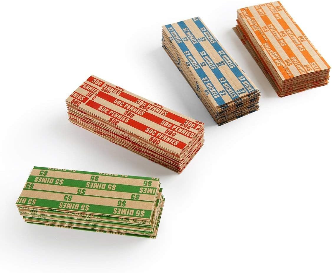 L LIKED 300 Assorted Bundle Flat Striped Coin Wrappers (300 Assorted)