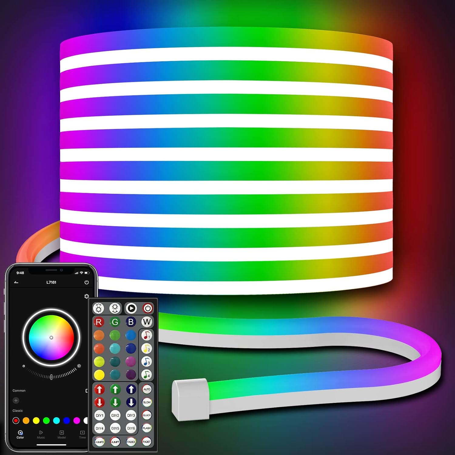32.8Ft Neon Rope Lights,Flexible Led Rope Lights Control with App/Remote,Multipl...