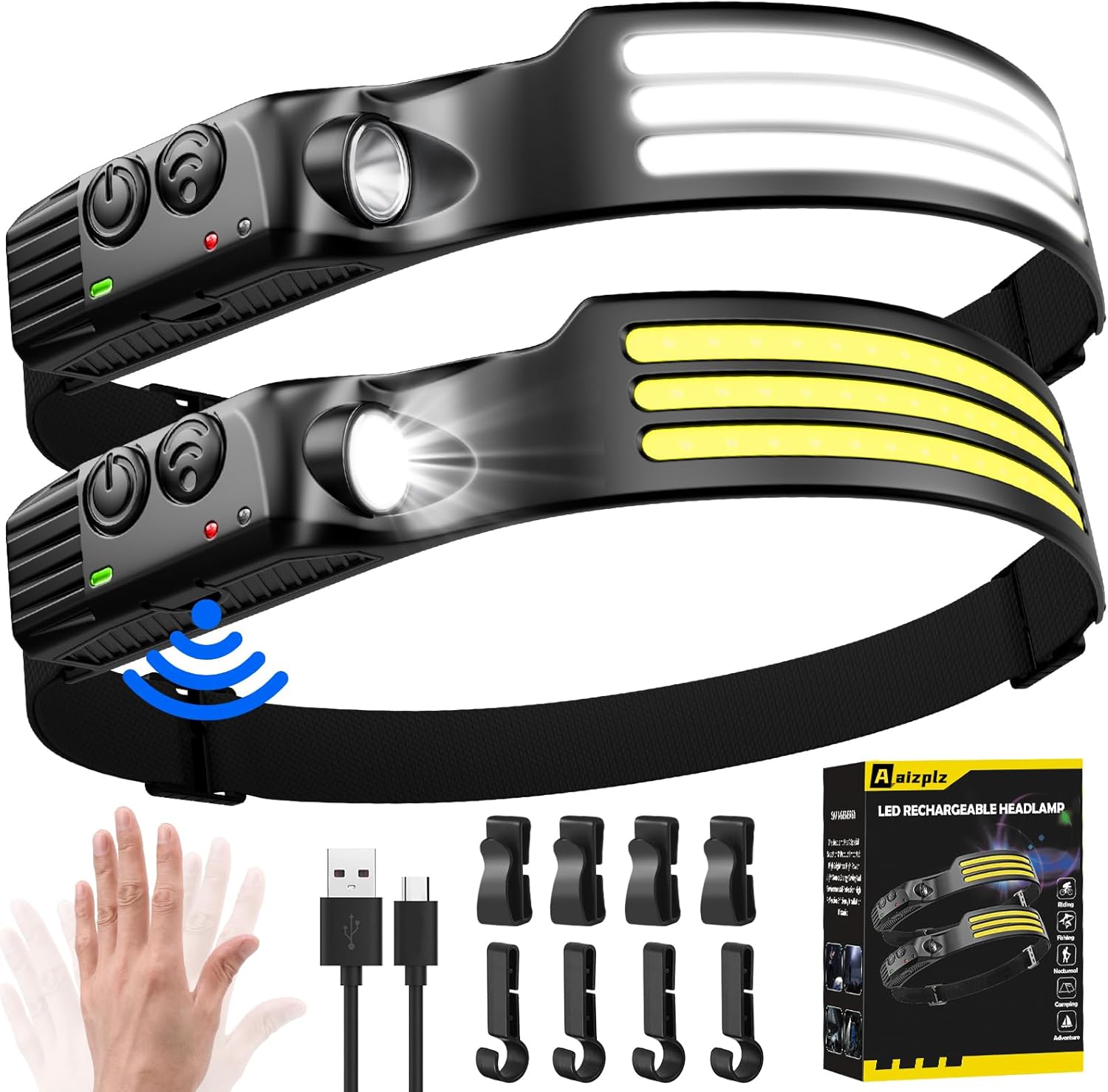Head Torch Rechargeable,3000 Lumens 230° Wide Beam Super Bright Headtorch with H...