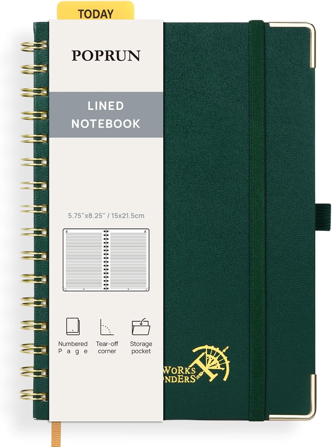 POPRUN Spiral Bullet Lined Journal Notebook, [A5 Size] - 120 Gsm Thick Paper, 14...