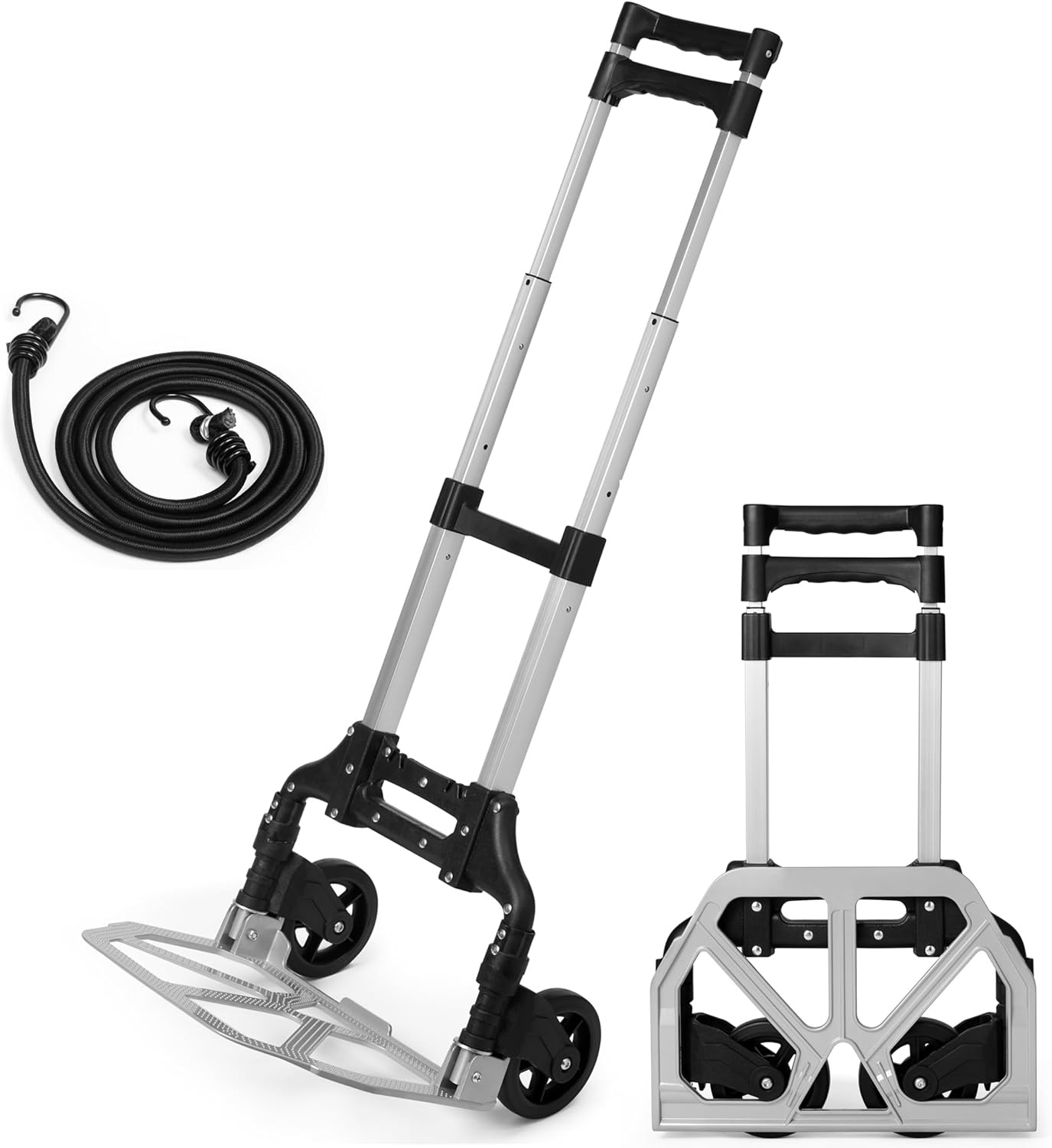 Folding Hand Truck Aluminium,Heavy Duty Hand Truck Foldable Trolley on Wheels,Mu...