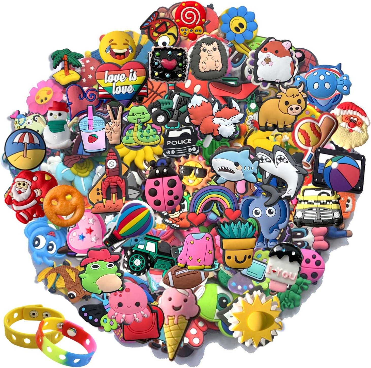 QASIMOF Lot of 30 50 100pc Random shoe charms for Clogs Sandals,Shoes Accessorie...