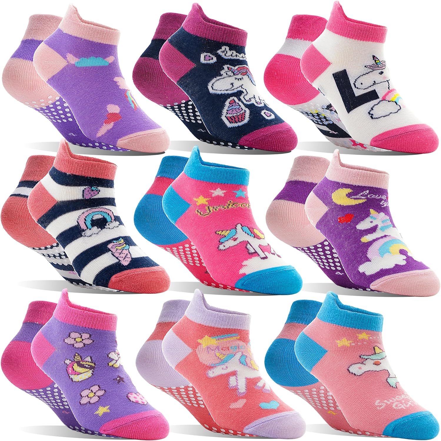 Baby Girls Boys Toddlers Grips Socks Kids Non Slip Anti Skid Ankle Cotton No Sho...