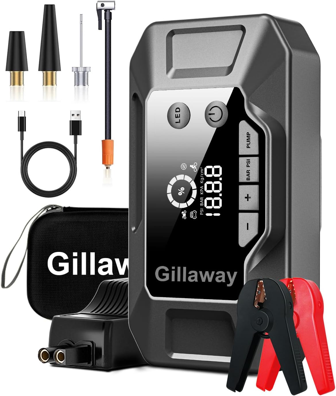 Q11 4000A Car Jump Starter with Air Compressor Combo 150PSI, Portable Car Batter...