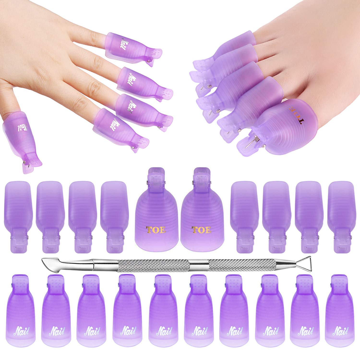 Makartt Gel Nail Polish Remover Clips Kit,With Double Ended Metal Cuticle Pusher...