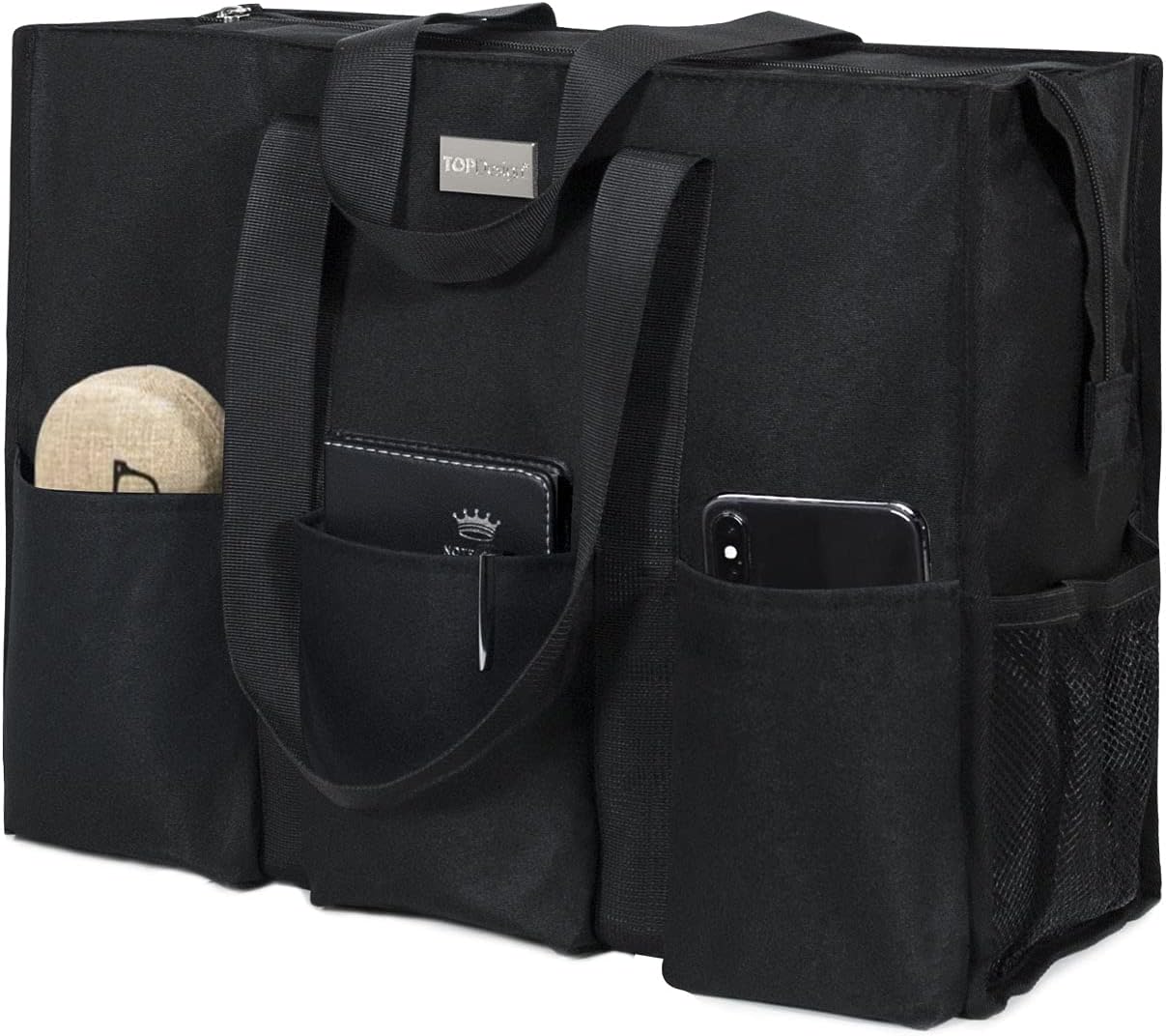 TOPDesign Utility Water Resistant Tote Bag with 13 Exterior & Interior Pockets,...