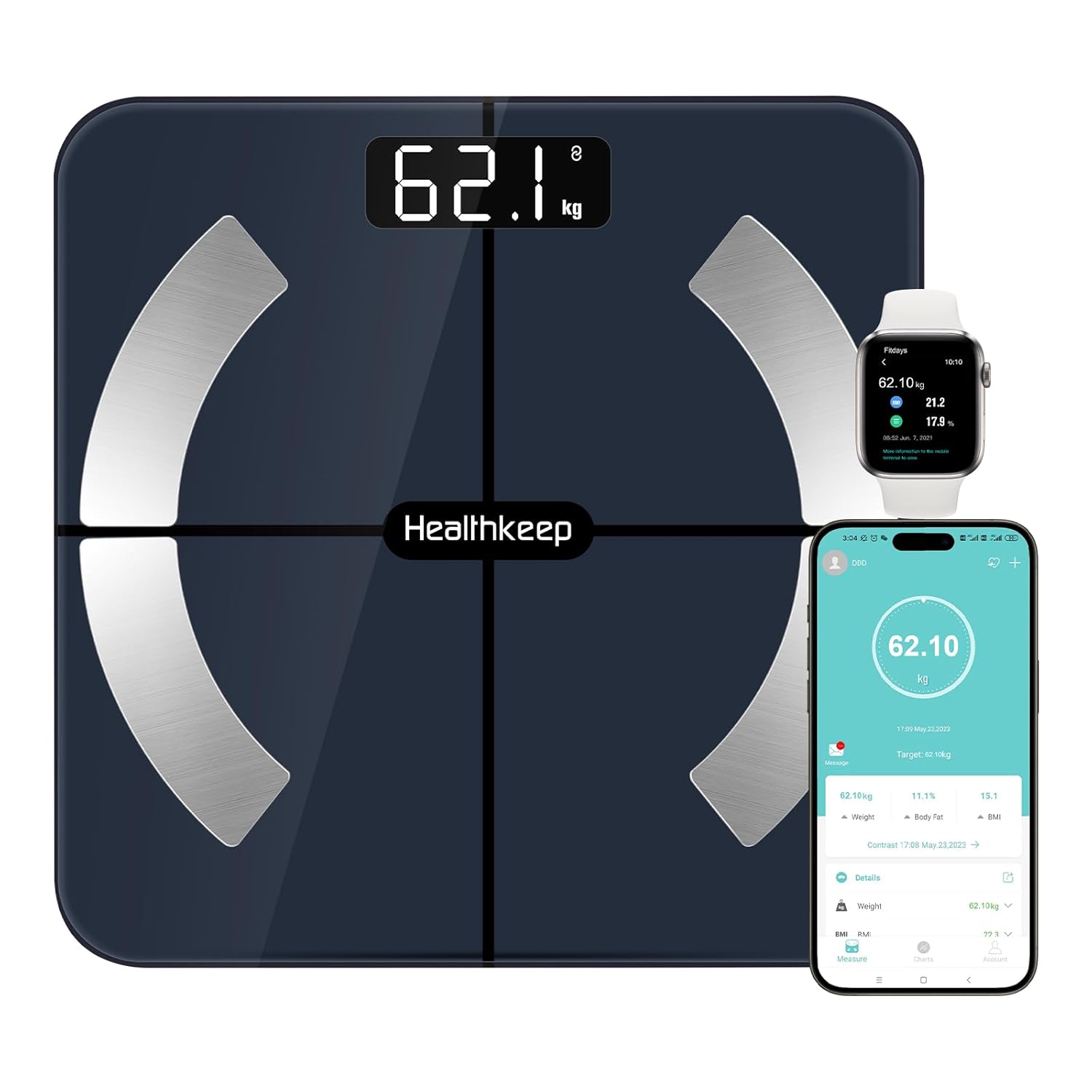 Healthkeep Scales for Body Weight with App 13 Body Composition Metrics, Smart Di...
