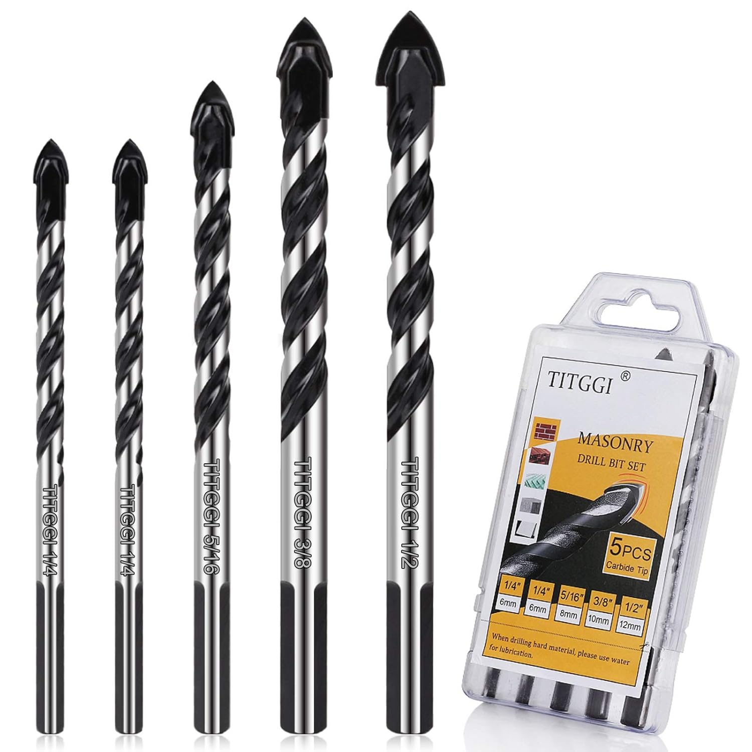 Tile Drill Bit, Professional Drill Bit (5PCS) for Tile/Brick/Plastic/Cement/Wood...