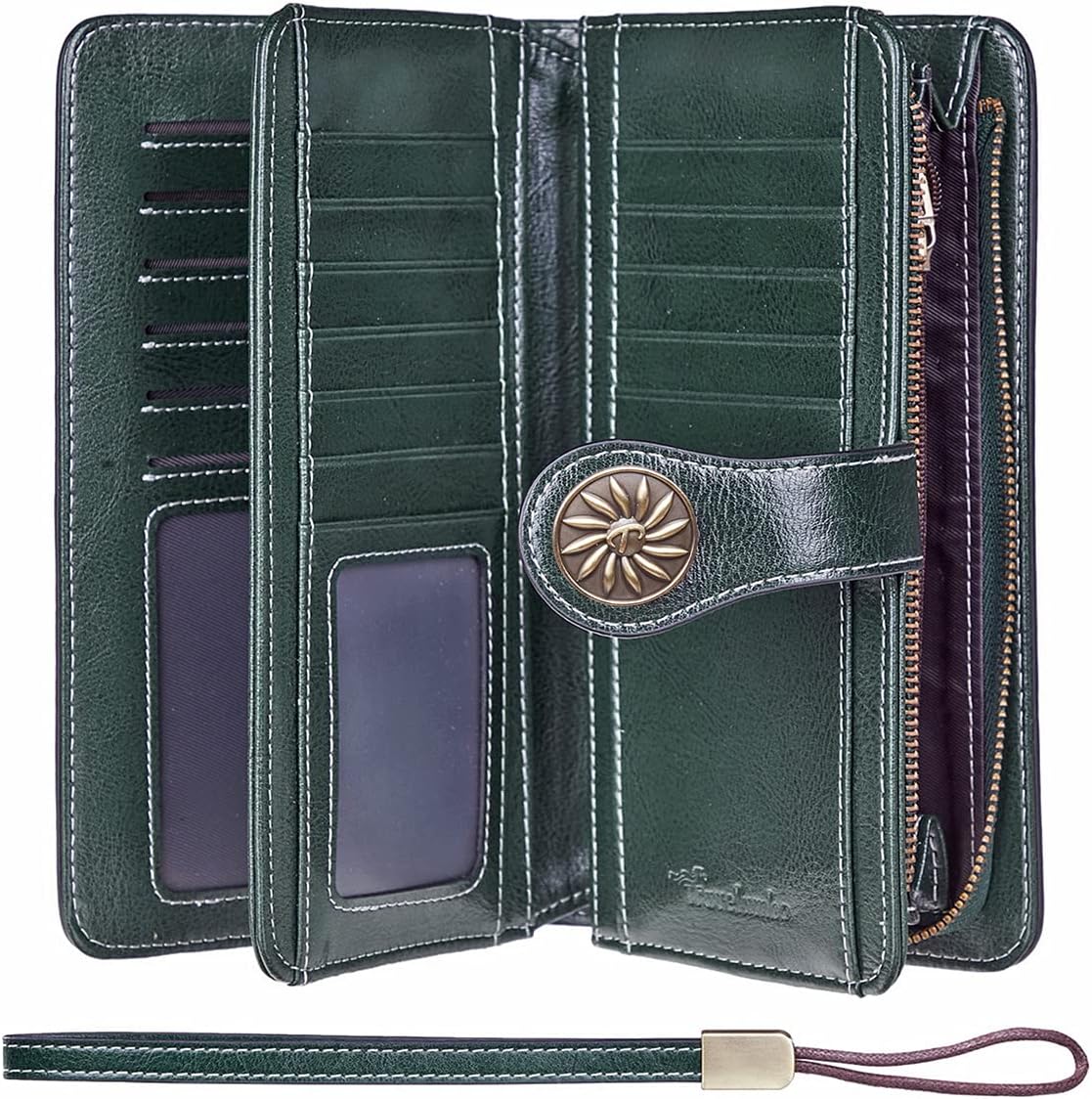 Travelambo Women's Wallet RFID Blocking Credit Card Holder Large Capacity Wristl...