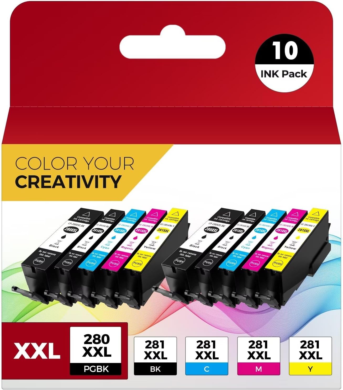 PGI-280XXL CLI-281XXL 10 Color Value Pack Compatible for Canon 280 281 Ink Cartr...