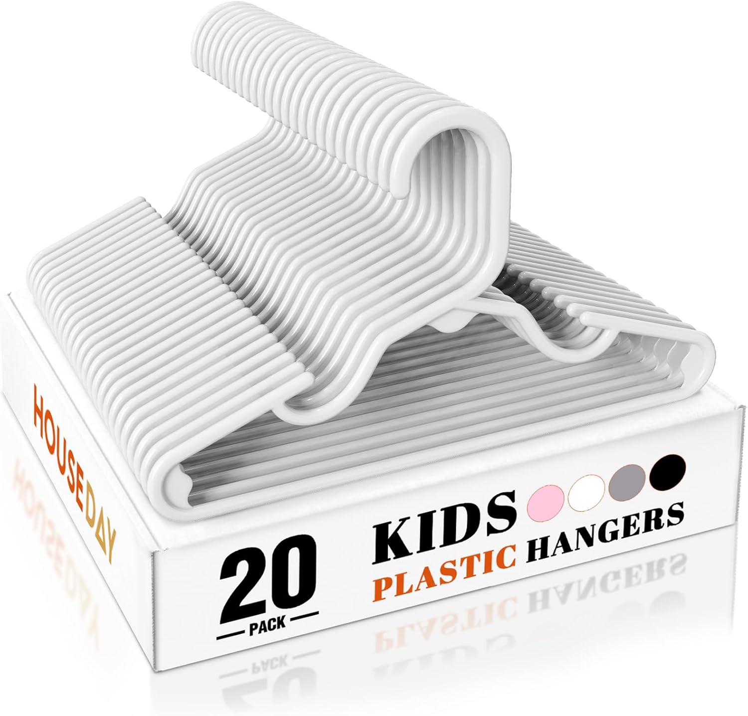 HOUSE DAY Premium Baby Hangers 20 Pack, 11 Inch Kids Plastic Hangers White, Slim...