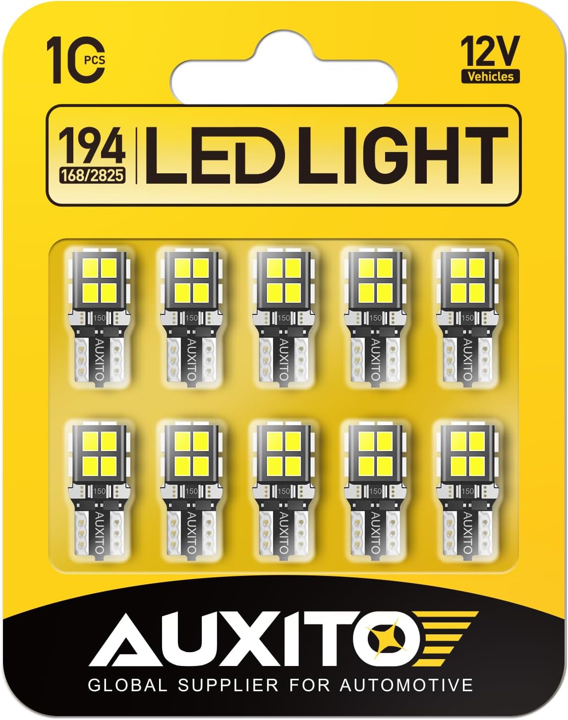 AUXITO 194 LED Bulb 6000K White 168 2825 W5W T10 Wedge 14-SMD Interior Car Bulbs...