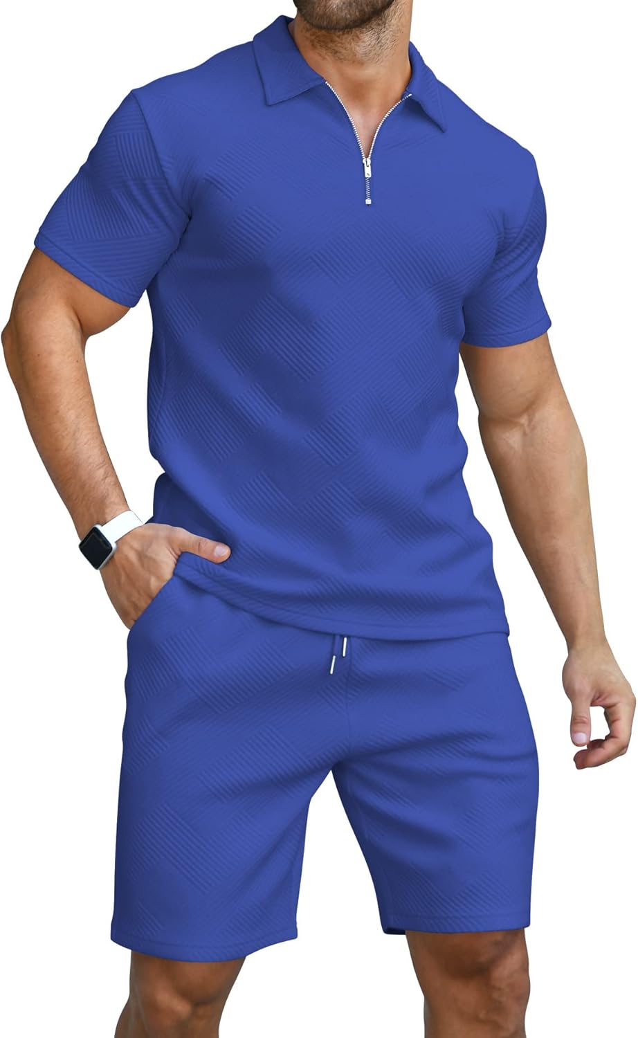 KUYIGO Men's Polo Shirt and Shorts Set Summer Outfits Fashion Casual Short Sleev...