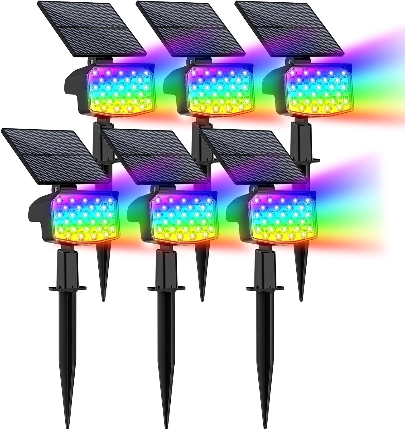 WELALO Solar Color Changing Spot Lights Outdoor, Waterproof Solar Christmas Ligh...