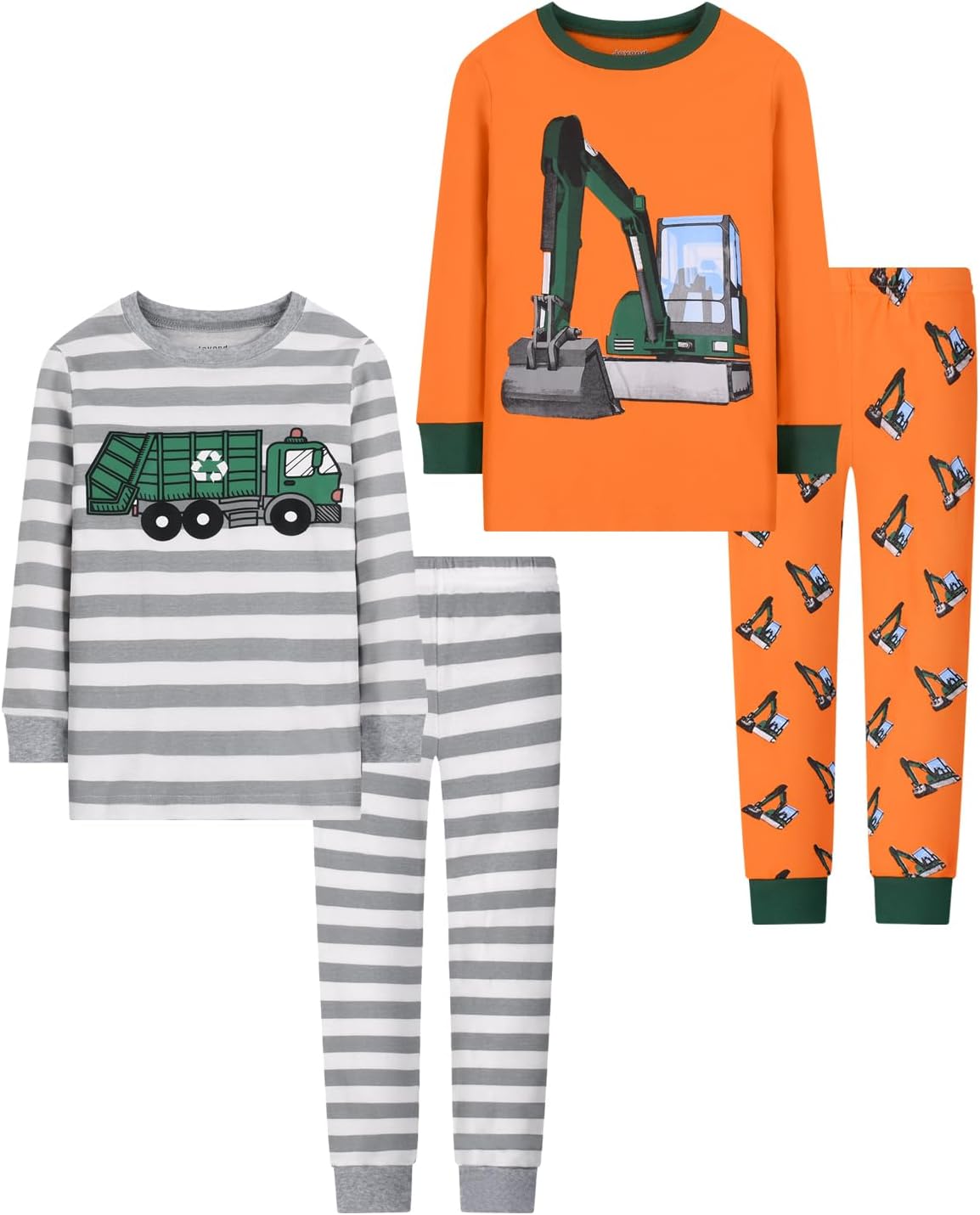 Joyond Boys' 4-Piece Snug Fit Cotton Pajama Set Size 2T-12Years, Kids Boys Long-...
