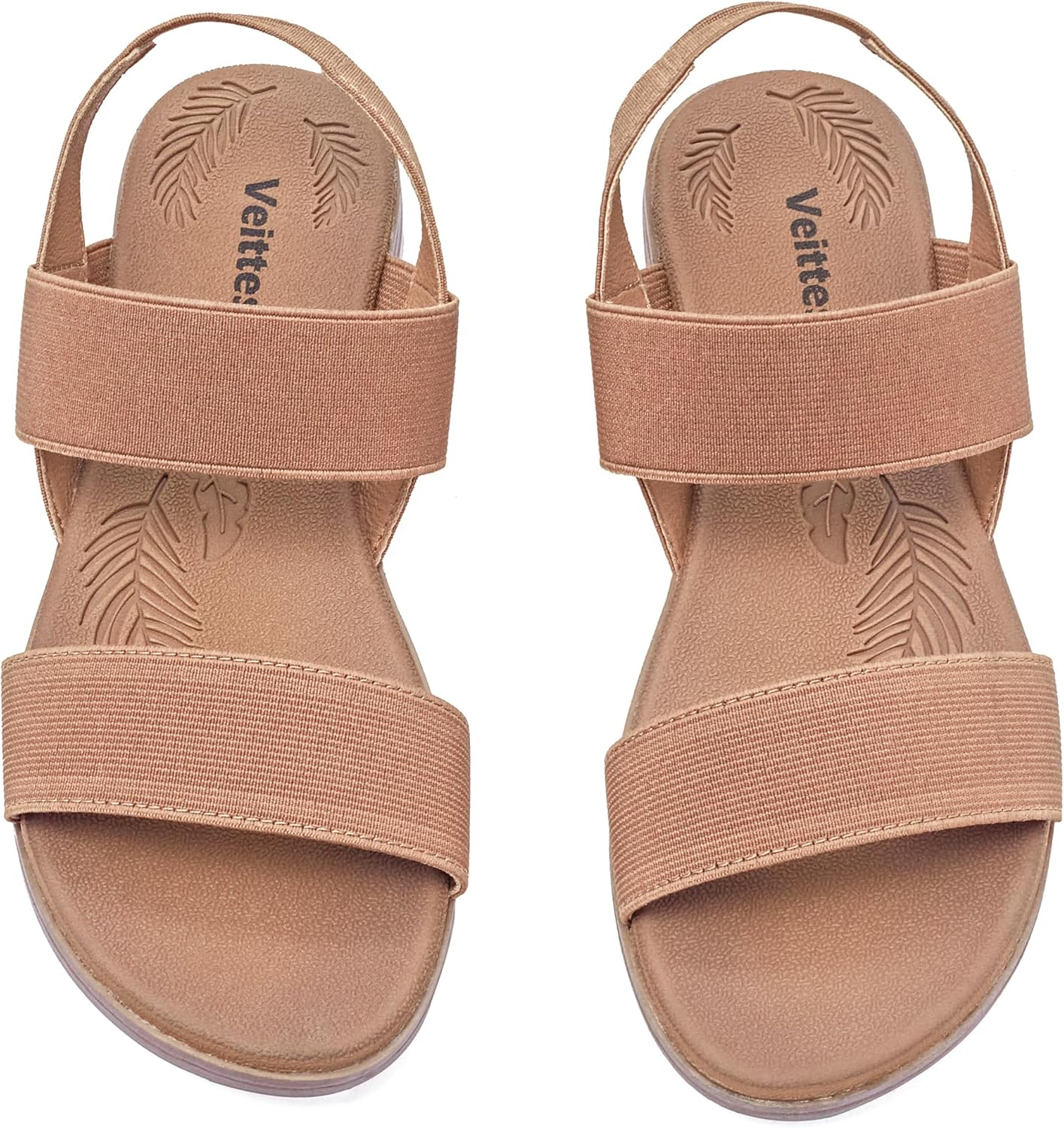 Veittes Women's Flat Slide Sandals - Casual Cross Strappy Elastic Strap Spring S...
