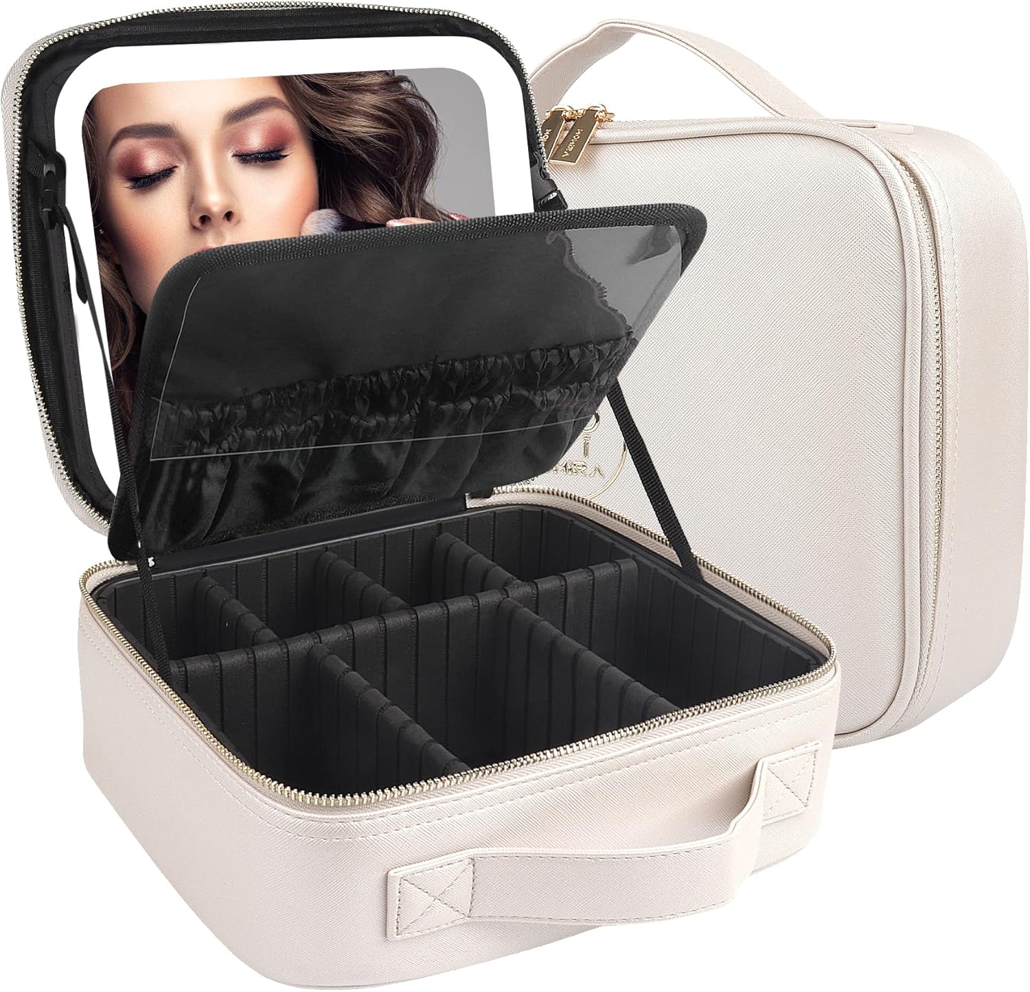 MOMIRA Travel Makeup Bag Cosmetic Bag Makeup Organizer Bag with Lighted Mirror,...