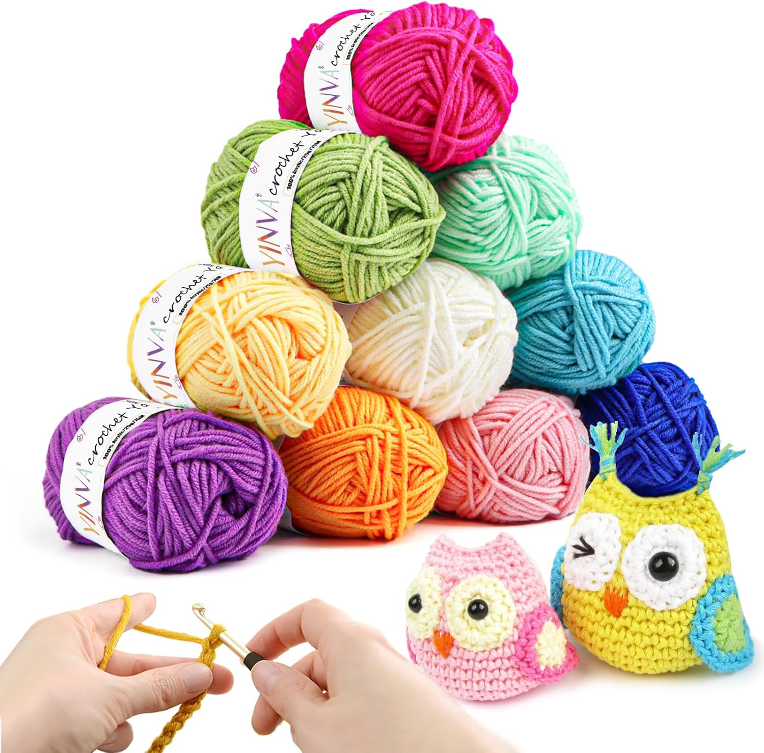 Crochet Yarn Acrylic Yarn Knitting Wool 10Pcs x 25g Crochet Wool Crochet Kits fo...