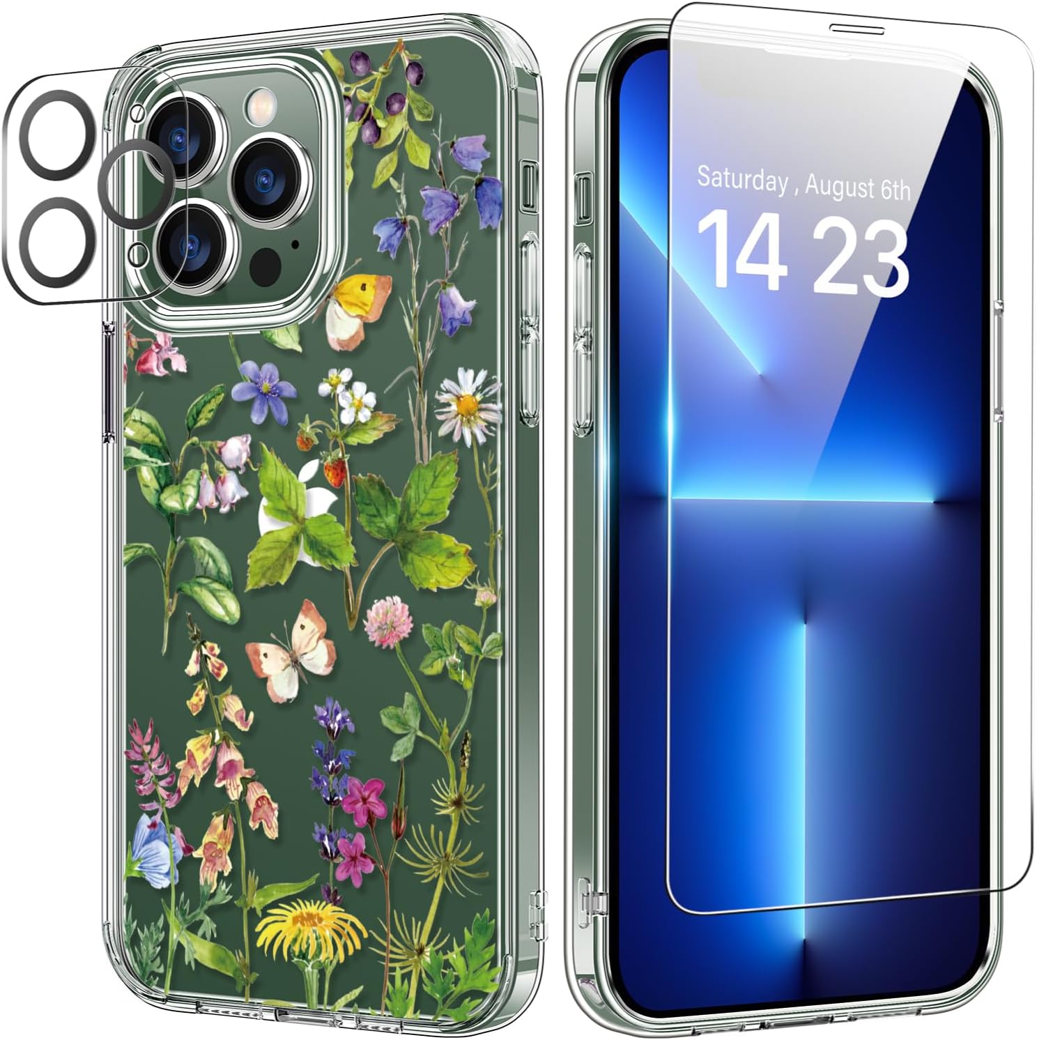 bicol for iPhone 13 Pro Case with Screen and Camera Lens Protector - Fashionable...