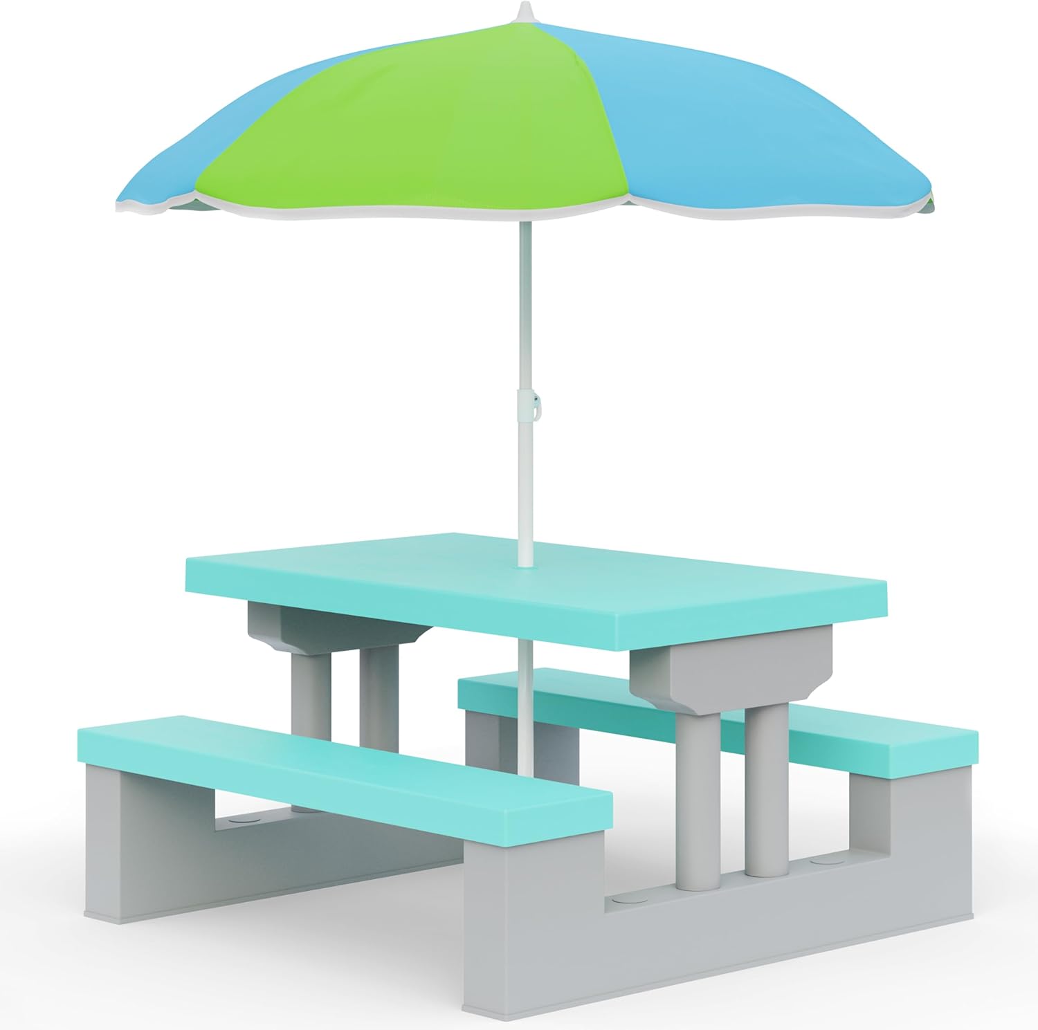 Spielwerk® Kids Garden Picnic Table and Bench Set | Umbrella Sunshade Parasol UV...