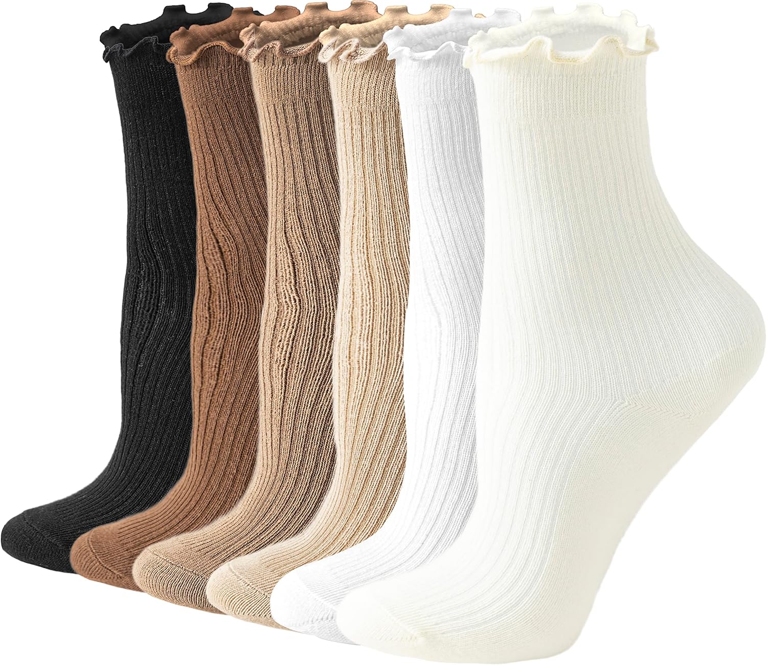 ACCFOD Womens Ruffle Socks Cute Frilly Ankle Socks Quarter Crew Socks for Women...