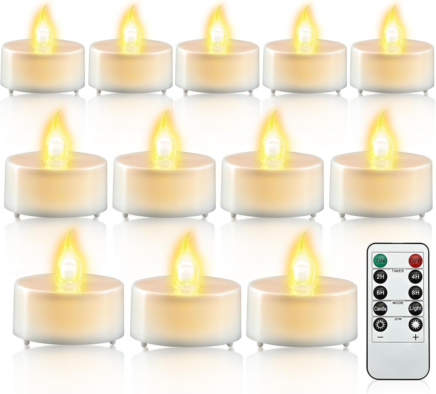 cimetech 24 LED Tea Lights with Timer Remote Control Flameless LED Candles Elect...