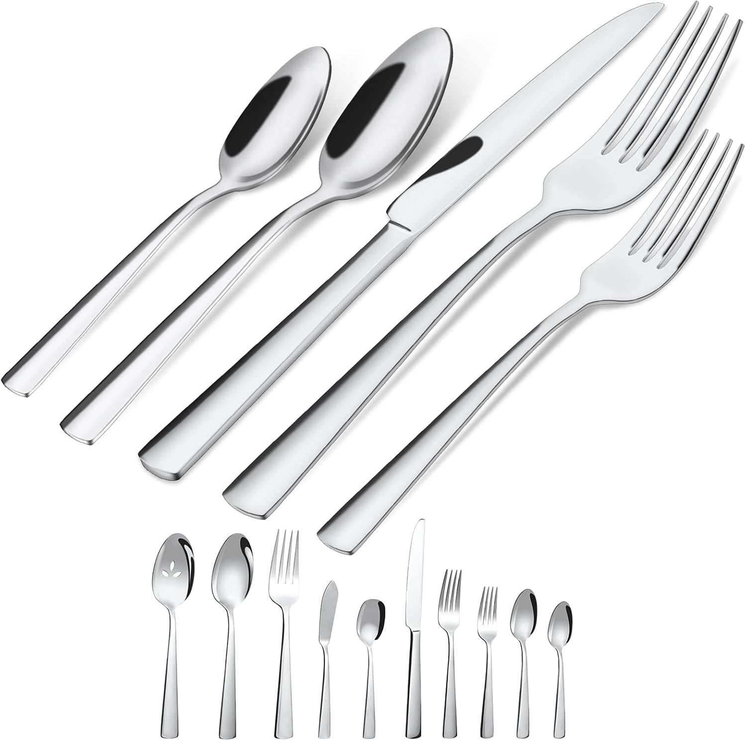 45-Piece Silverware Set Flatware Cutlery Set Service for 8, Durable Stainless St...