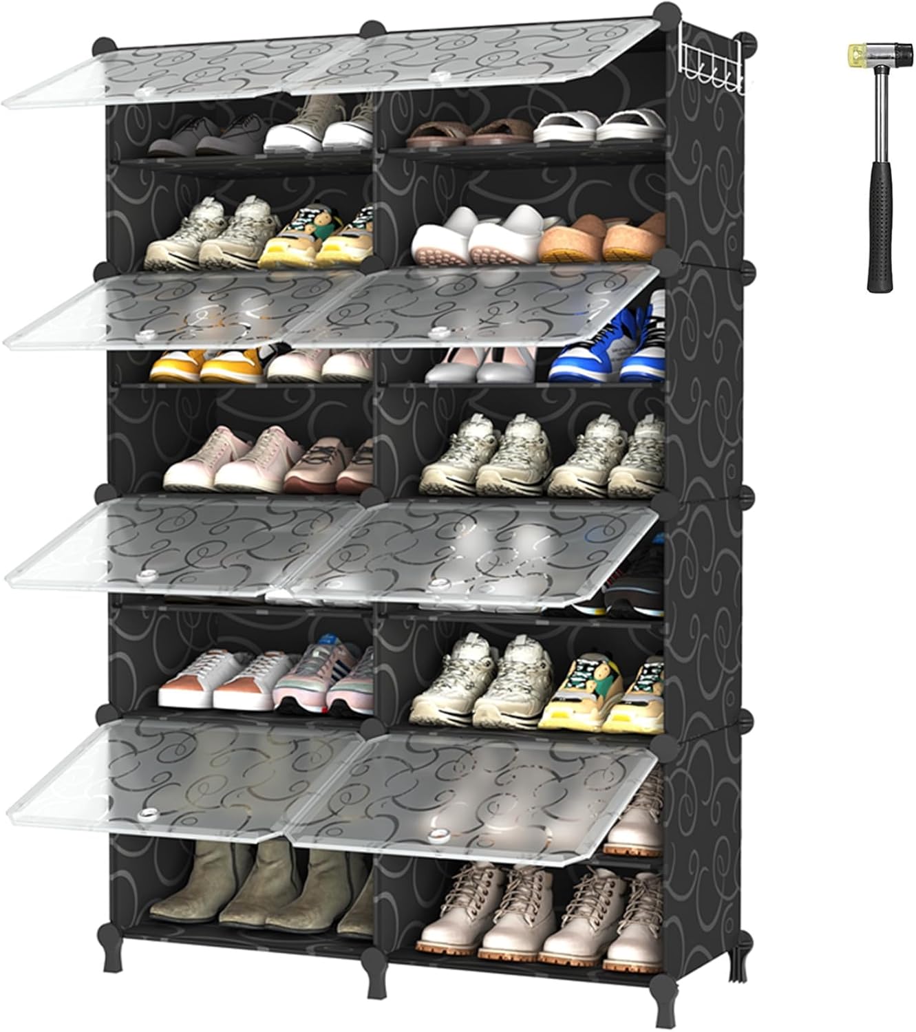 AWTATOS Shoe Rack, 8 Tier Shoe Storage Cabinet with Door, 32 Pair Shoe Organizer...
