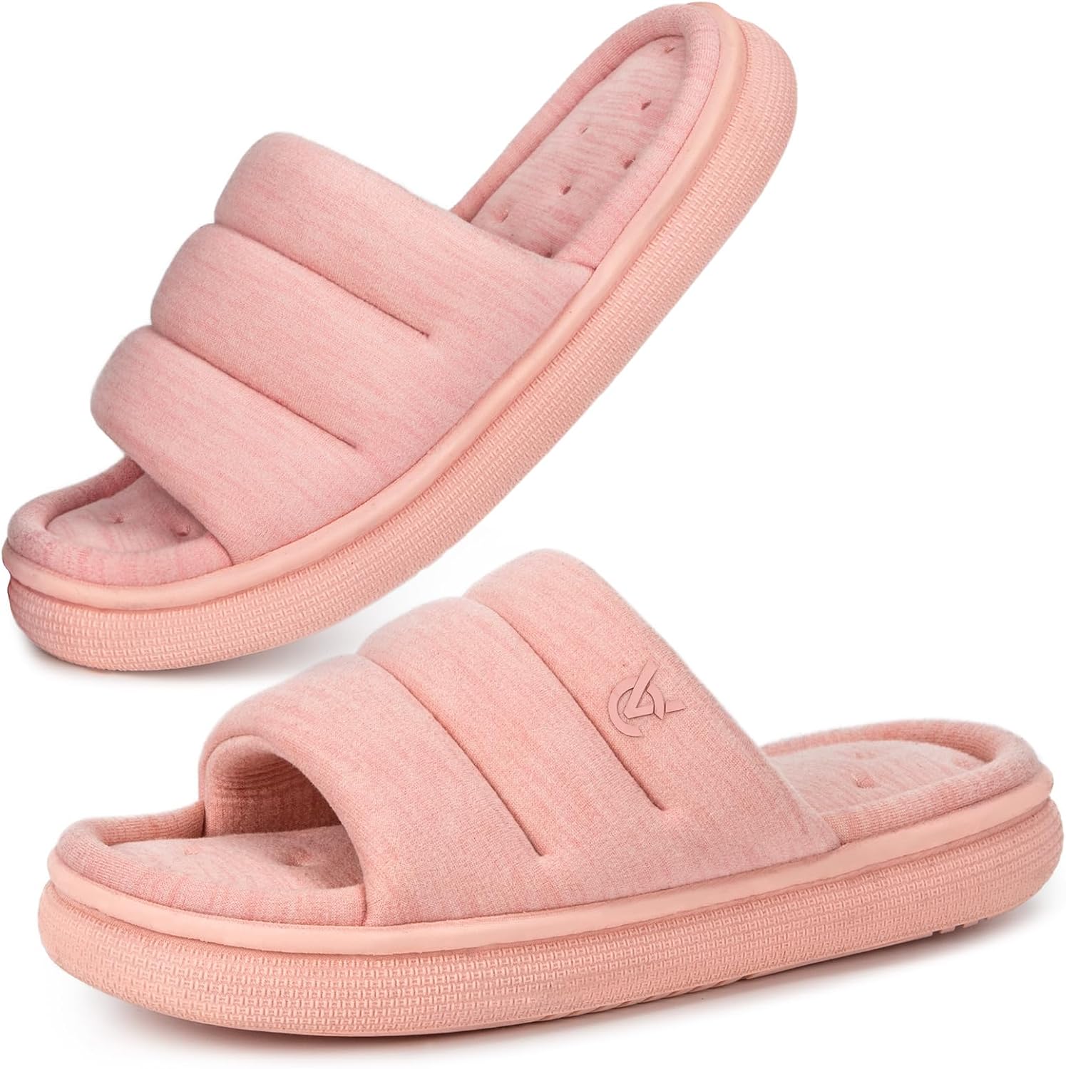 VeraCosy Women's Open-Toe Slippers Cloud Sliders Memory Foam House Shoes