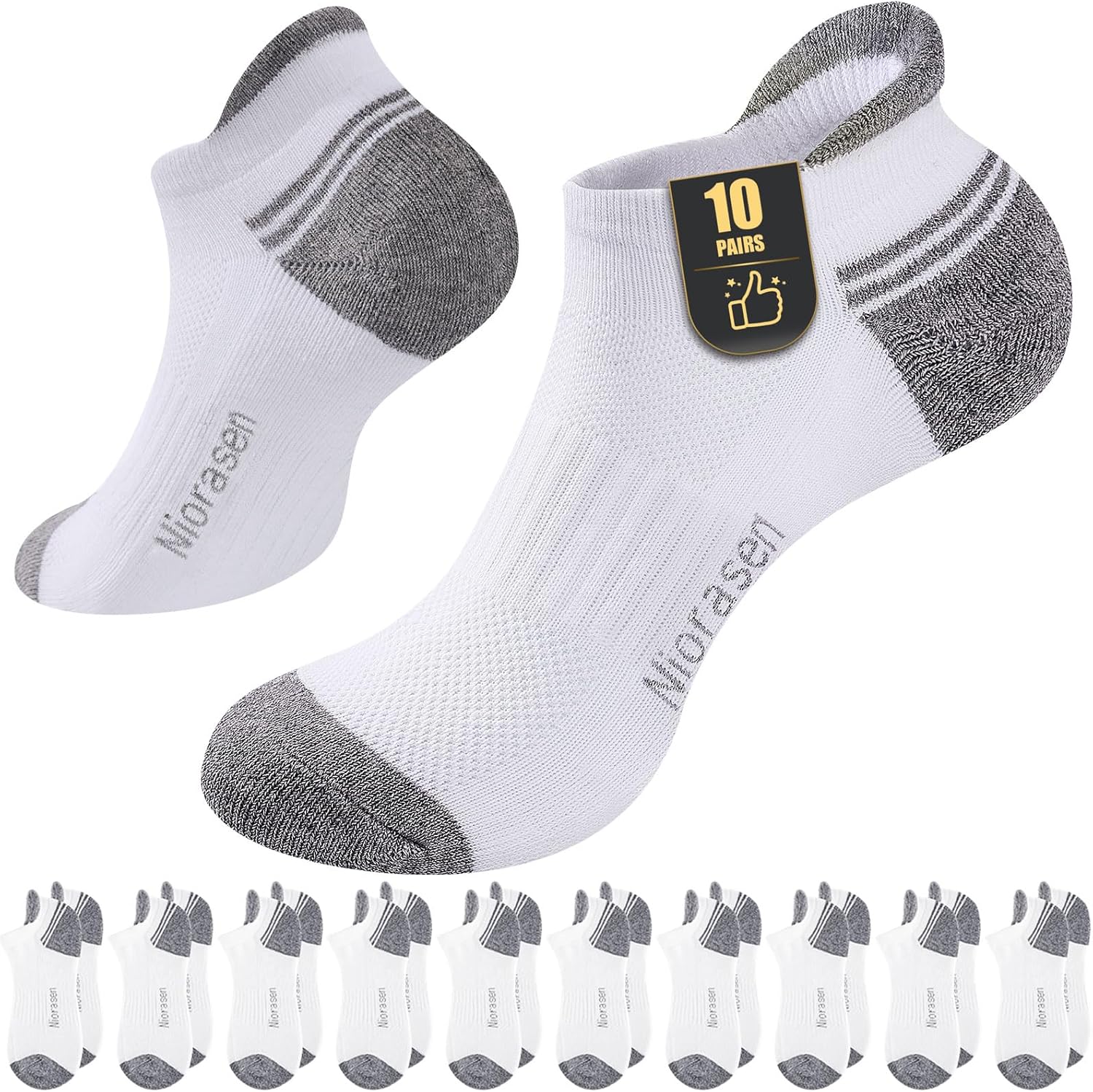 Niorasen 10 Pairs Cushioned Trainer Socks for Men Women, Breathable Running Sock...