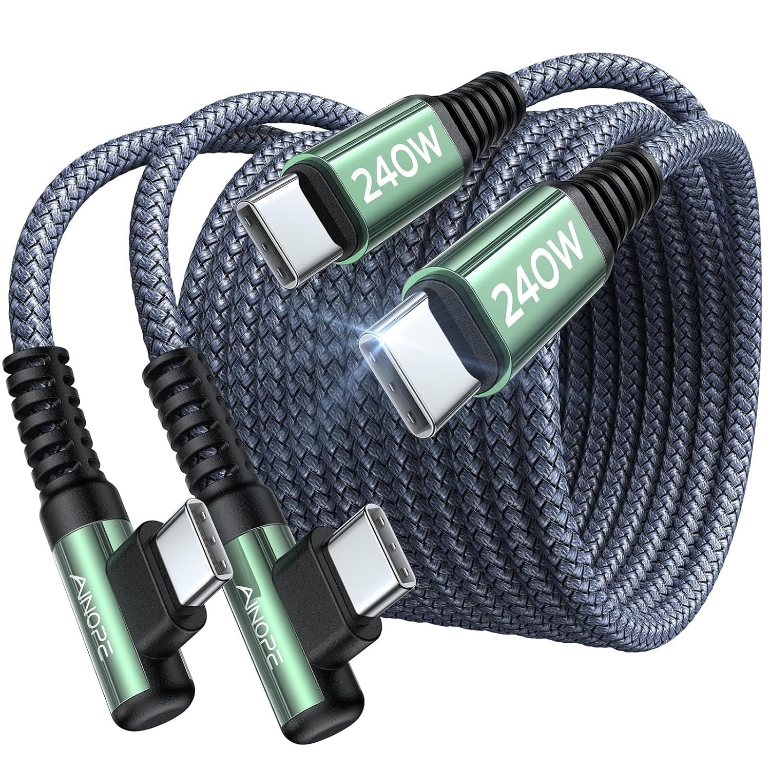 AINOPE 240W USB C to USB C Cable (6.6ft 2Pack Chubby Cable USB C) USB C to USB C...