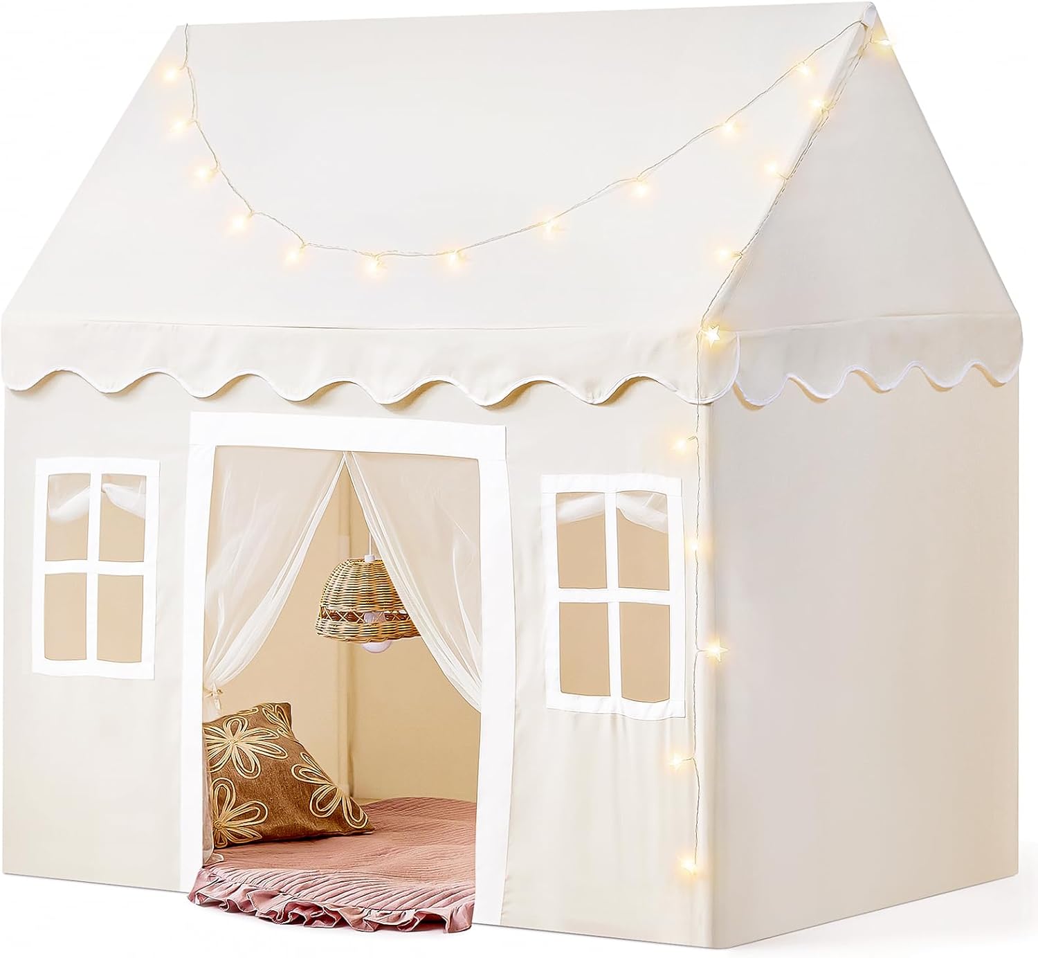 Tiny Land Play Tent with Padded Mat & LED Lights, Kids Tent, Playhouse for Kids,...
